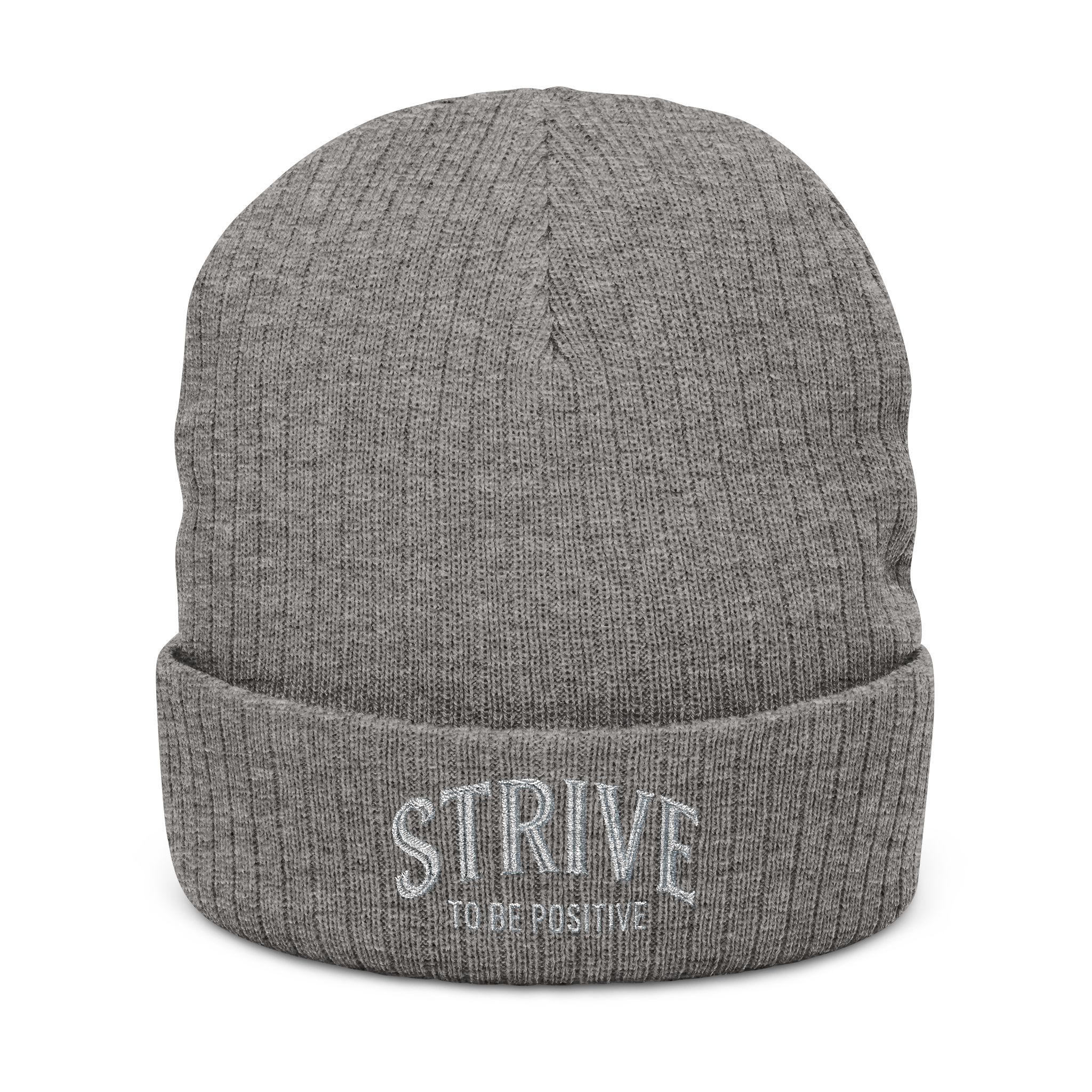 STRIVE To Be Positive embroidered beanie | Ribbed Knit Beanie