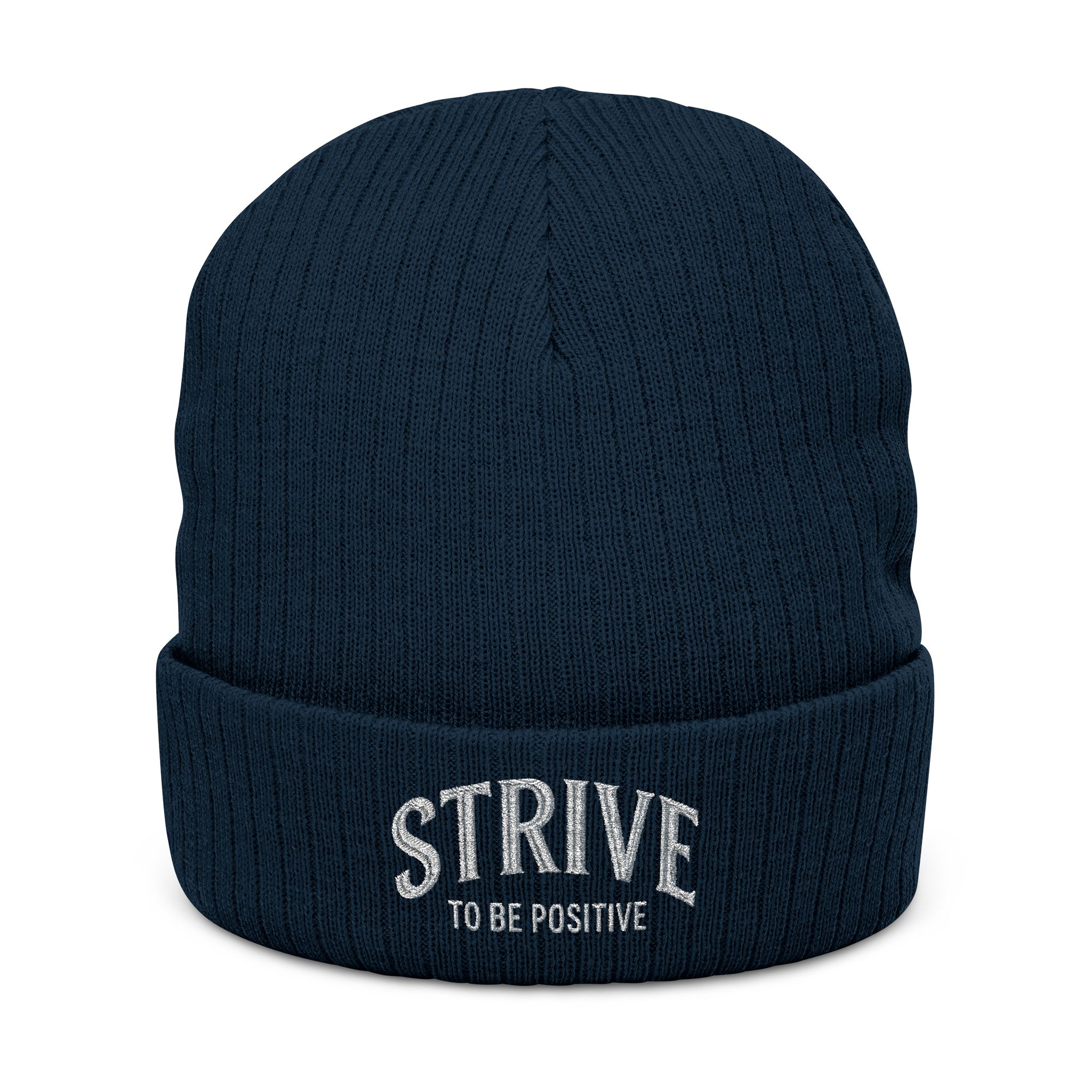 STRIVE To Be Positive embroidered beanie | Ribbed Knit Beanie - Image 3