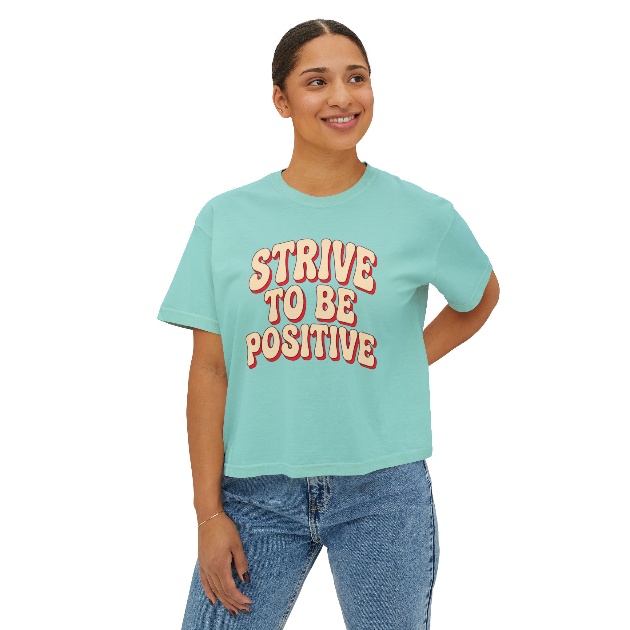 Women's Boxy Tee — "Strive To Be Positive" Retro Graphic Tee - Image 15