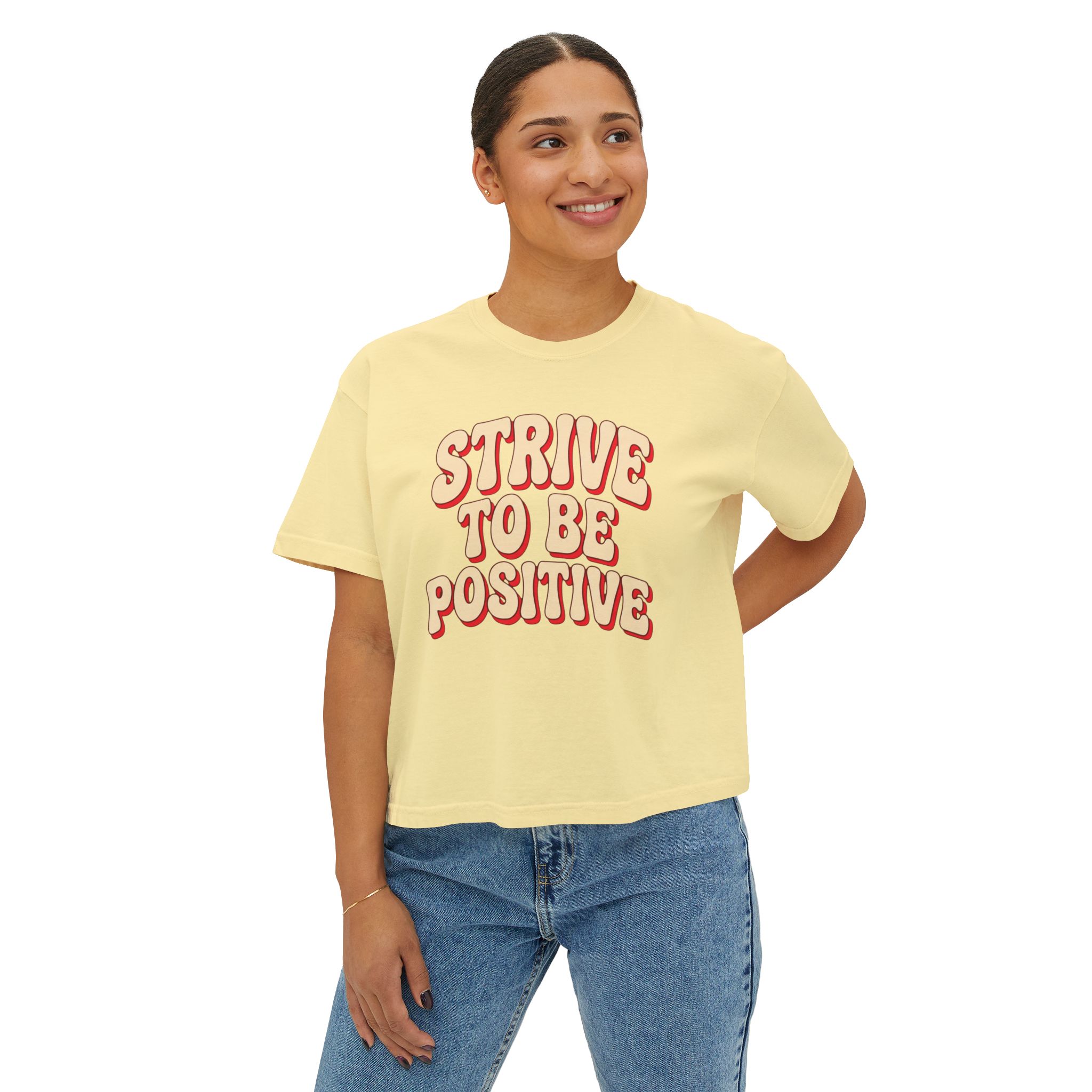 Women's Boxy Tee — "Strive To Be Positive" Retro Graphic Tee - Image 11